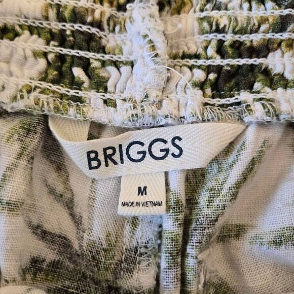 Briggs Womens Palm Tree Print Pull On Linen Blend Comfort Shorts Medium - Picture 3 of 10